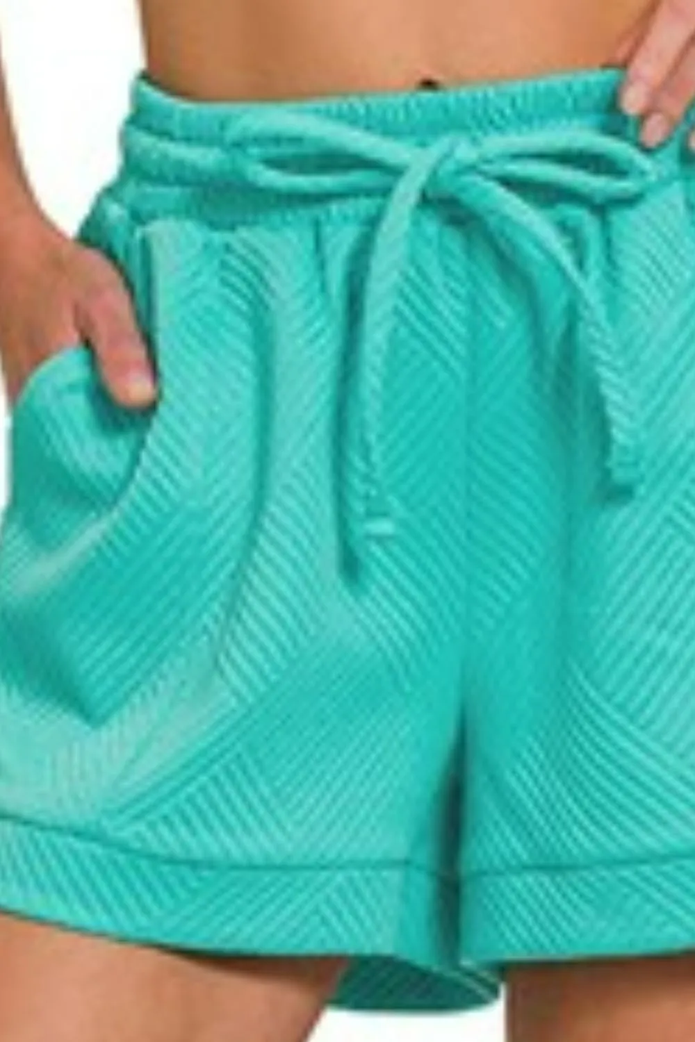 Textured Knit Jacquard Drawstring Shorts, image 2