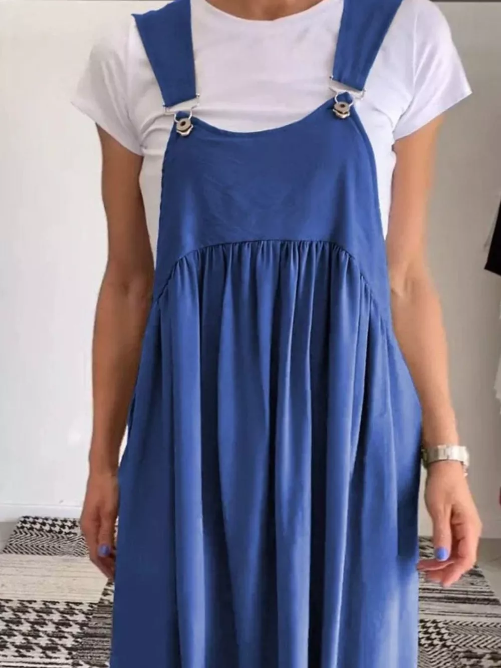 Full Size Ruched Wide Strap Overall Maxi Dress Plus Size, image 5