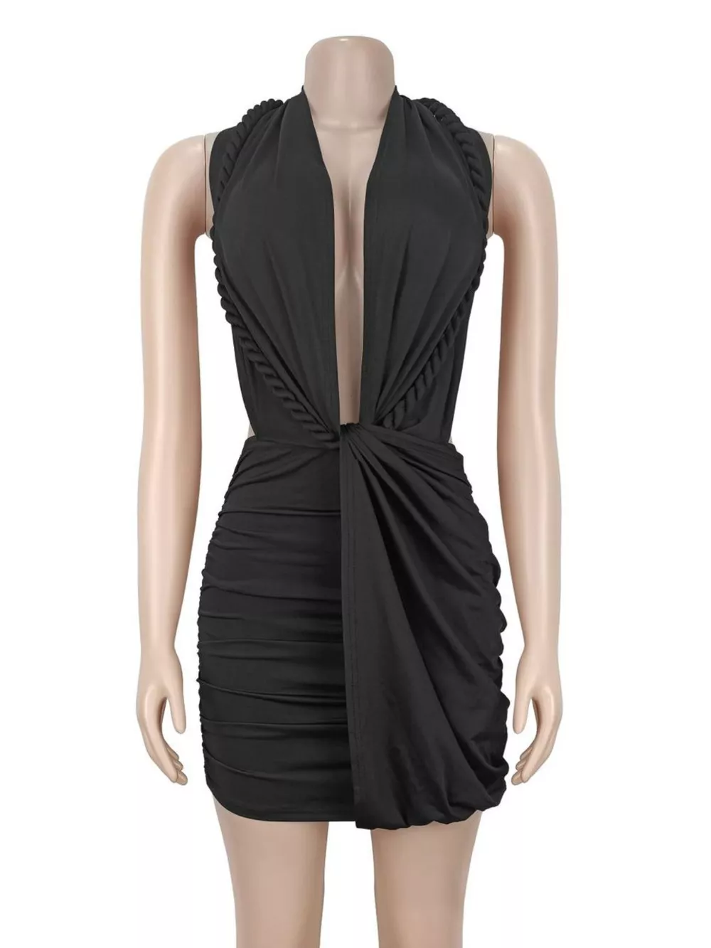 Ruched Halter Neck Bodycon Mini Dress, image 3