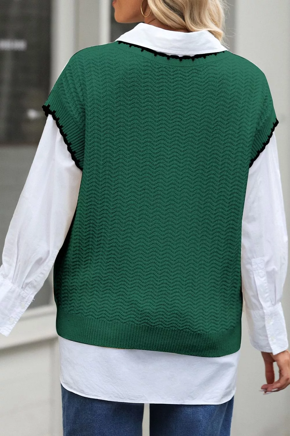 Chic Textured Knit Sleeveless Sweater Vest, image 6