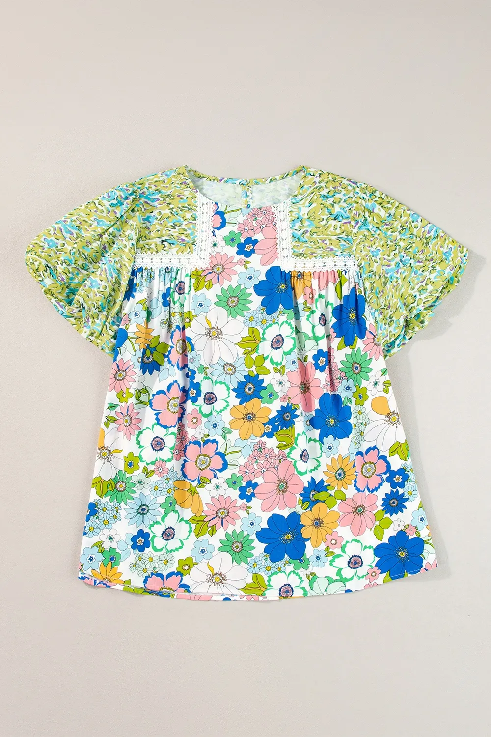 Printed Round Neck Puff Sleeve Blouse, image 13