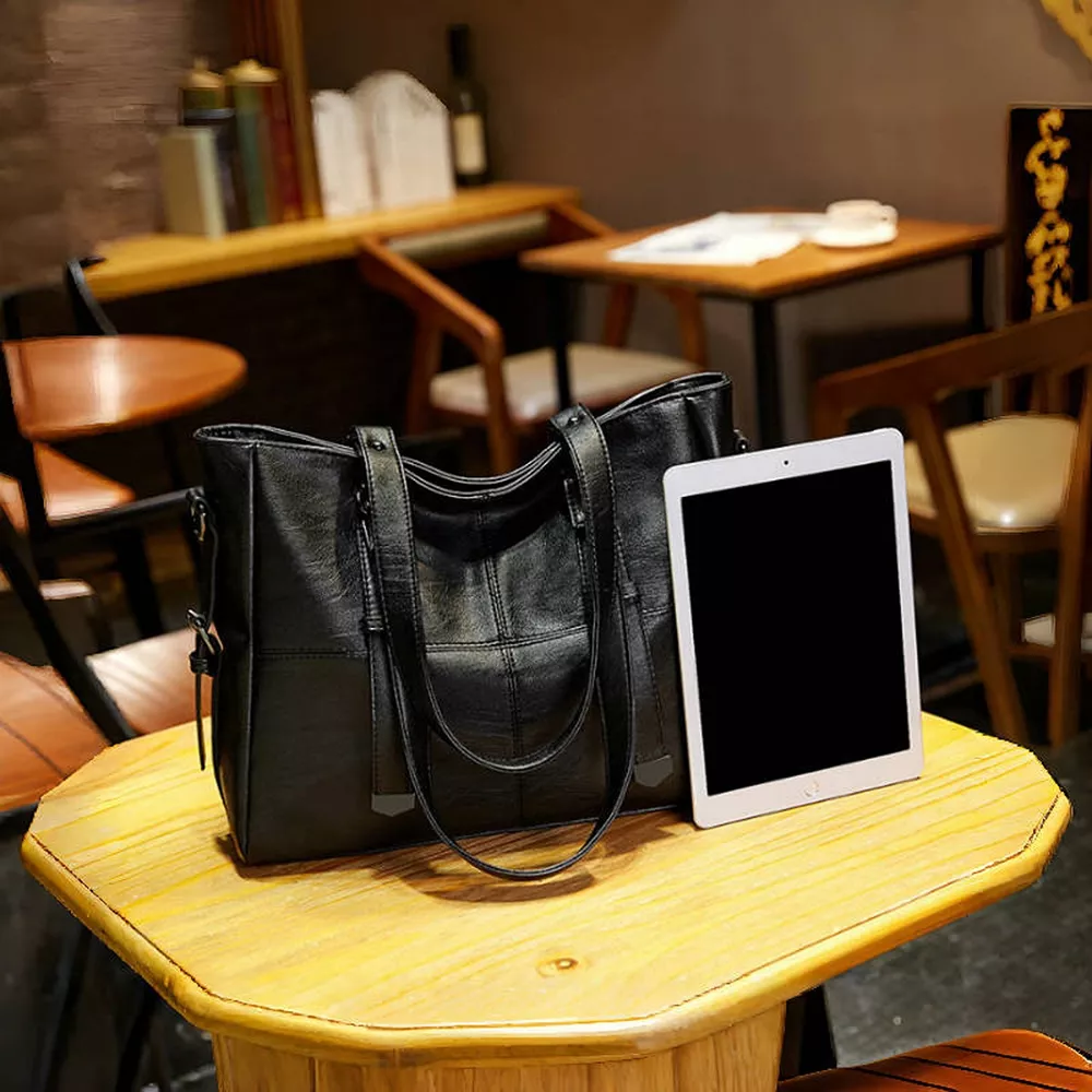 PU Leather Versatile Tote and Crossbody Bag Set, image 6
