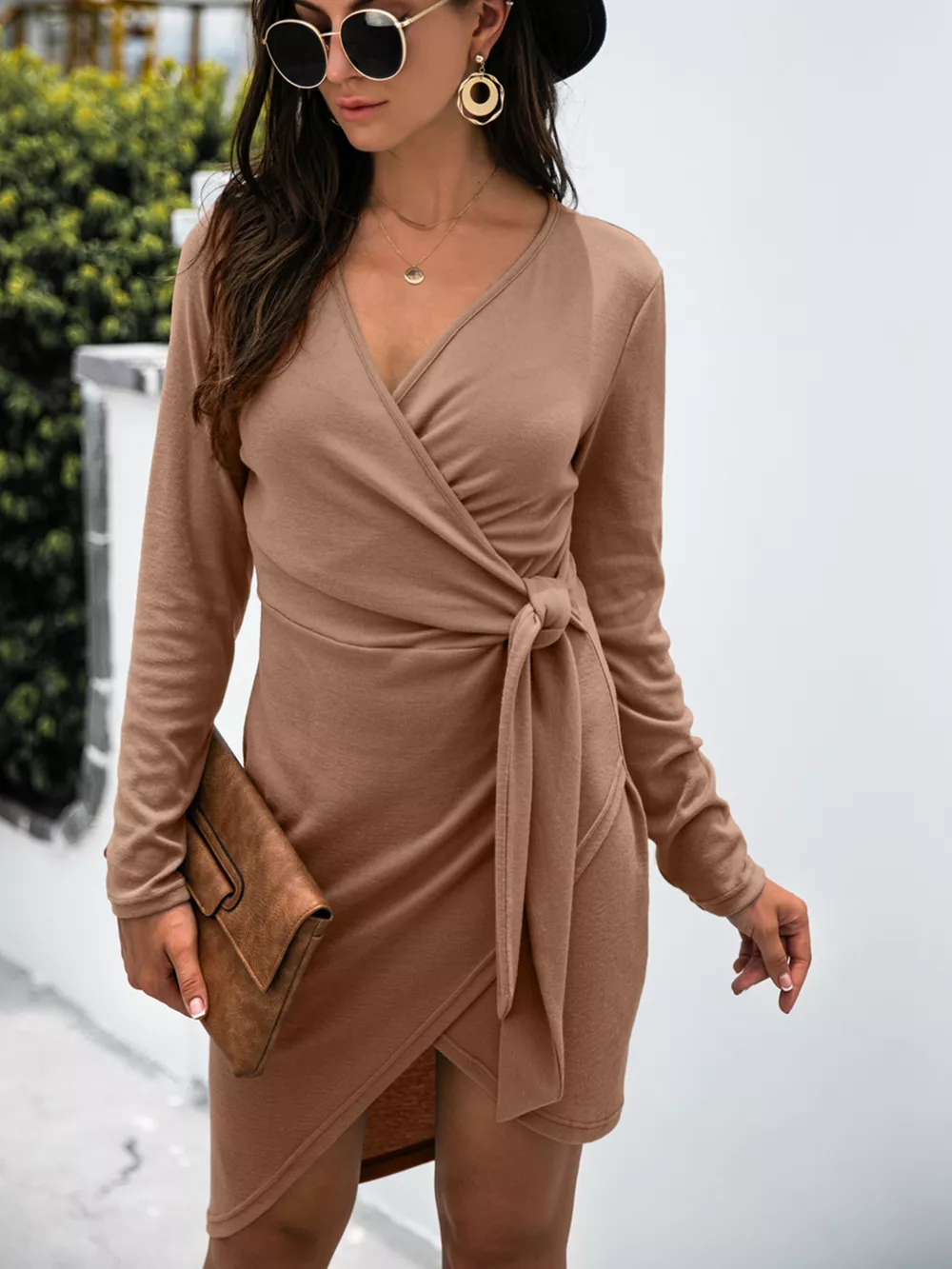 Surplice Long Sleeve Side Tie Dress, image 6