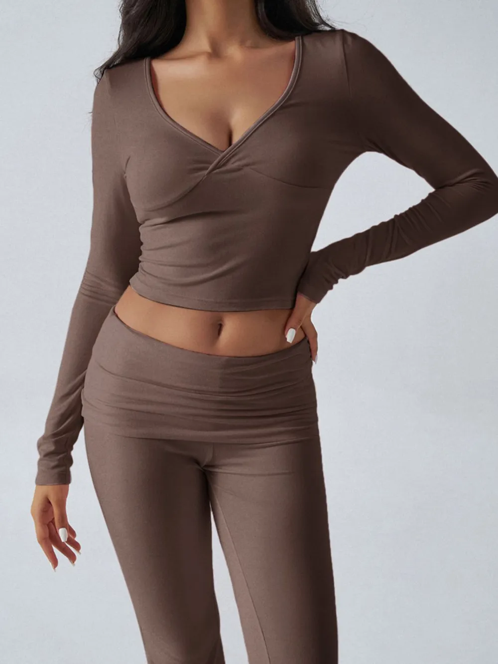 Ruched Long Sleeve Top and Pants Set, image 13