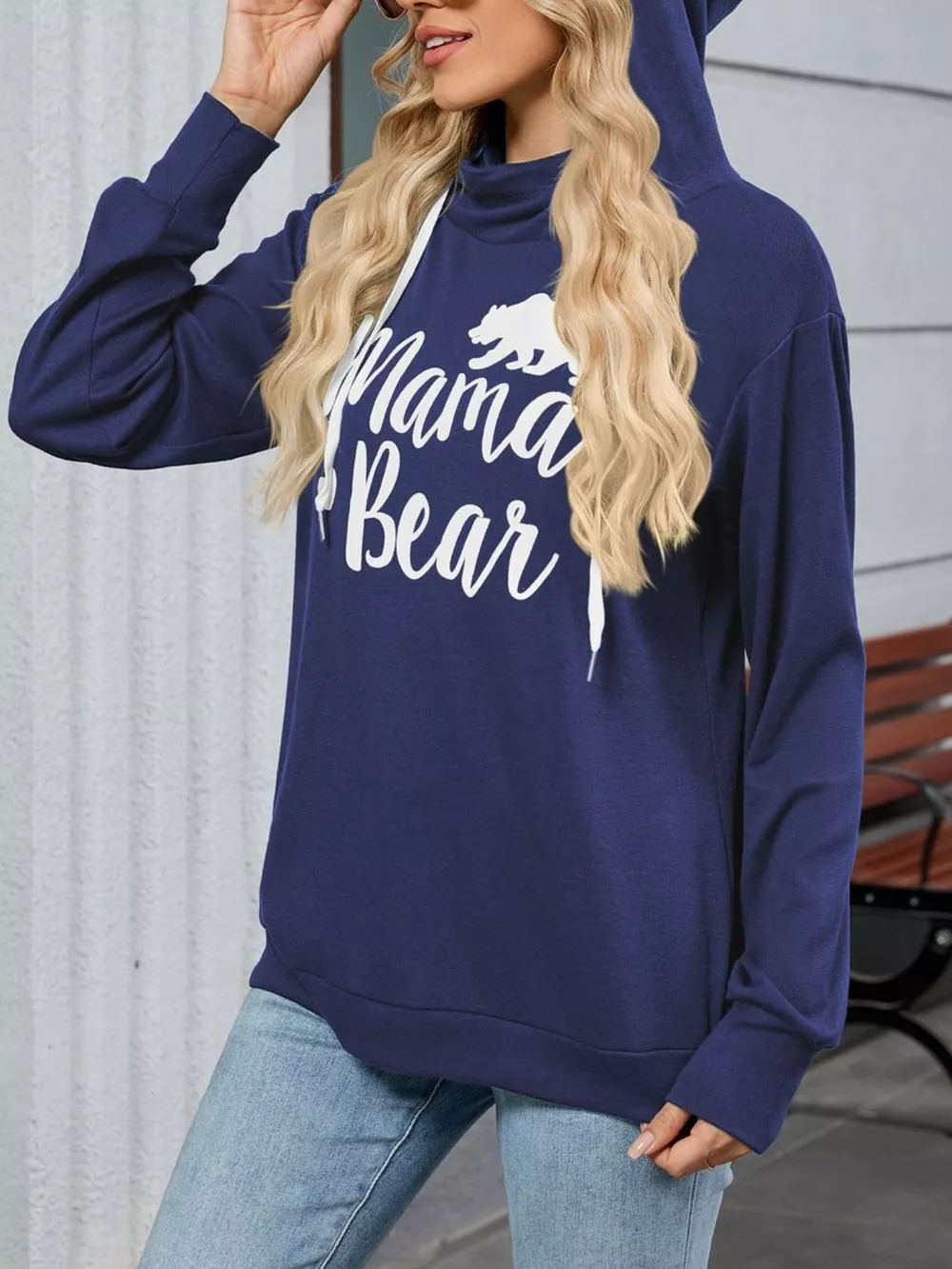 Contrast Letter Graphic Drawstring Long Sleeve Hoodie, image 22