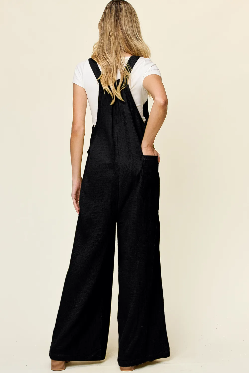 Full Size Texture Wide Strap Wide Leg Overall, image 3