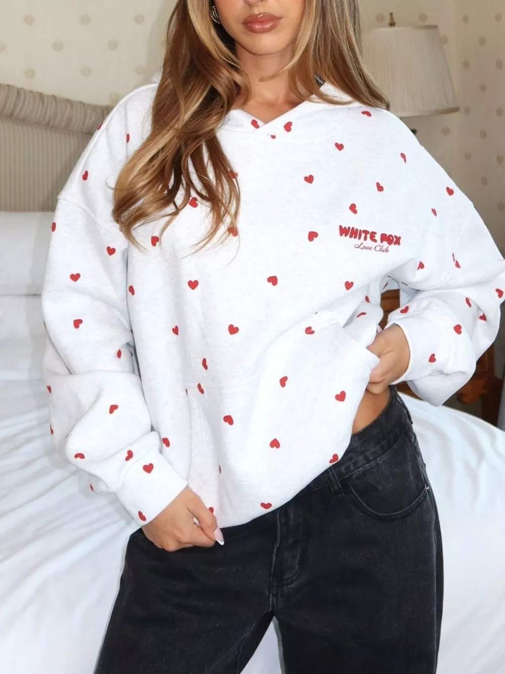 Oversized Heart Contrast Hoodie