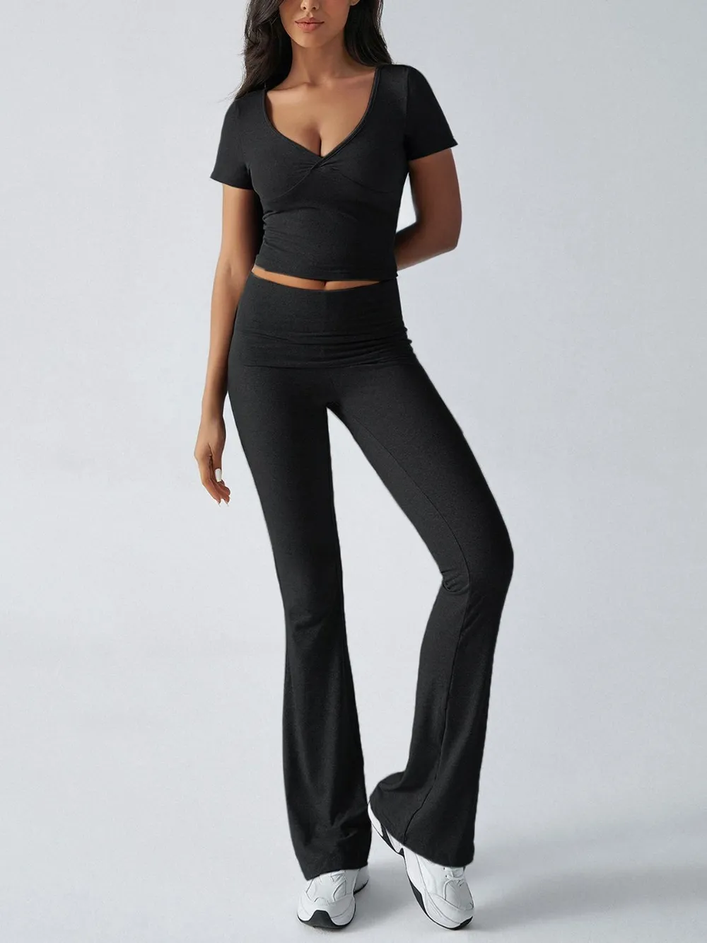 Short Sleeve Top and Bootcut Legging Set