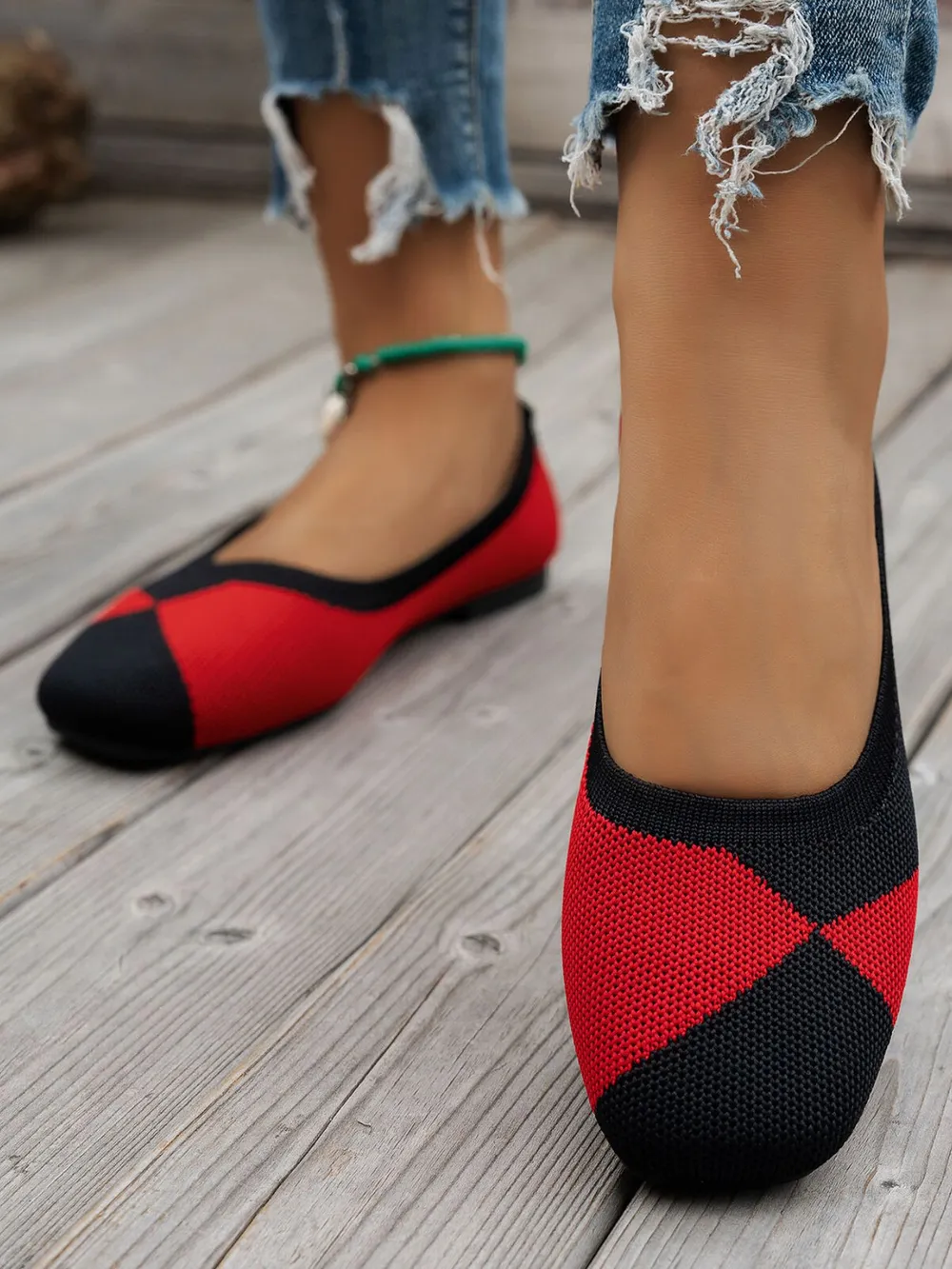 Color Block Knit Slip-On Loafers, image 7