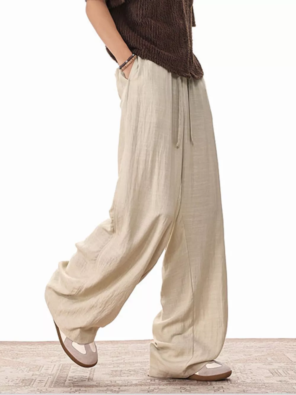 Men's Plus Size Wide Leg Drawstring Pants, image 10
