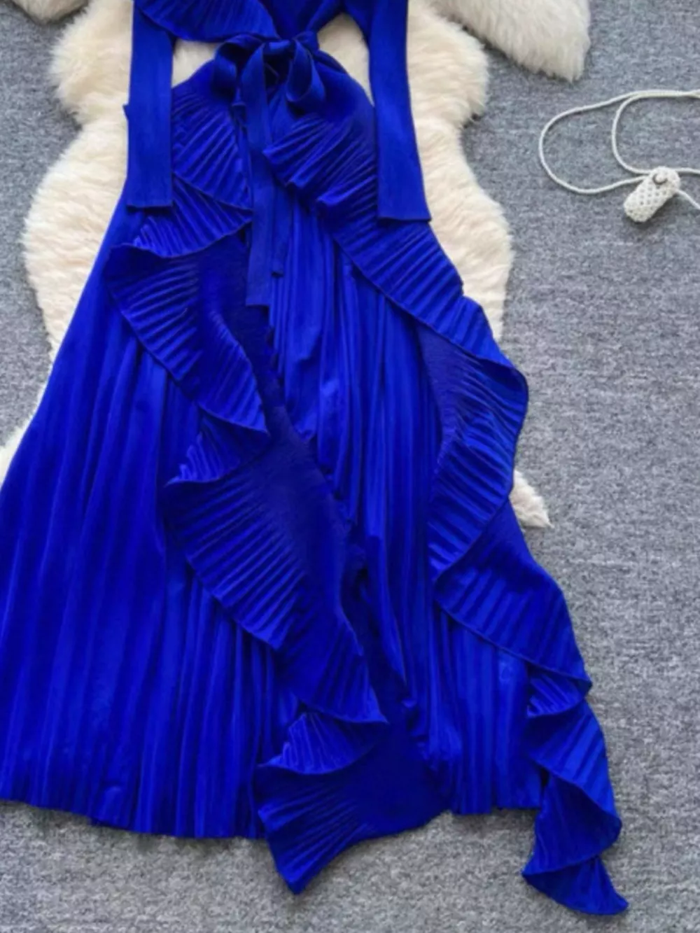 Ruffle Trim Pleated Midi Dress, image 10