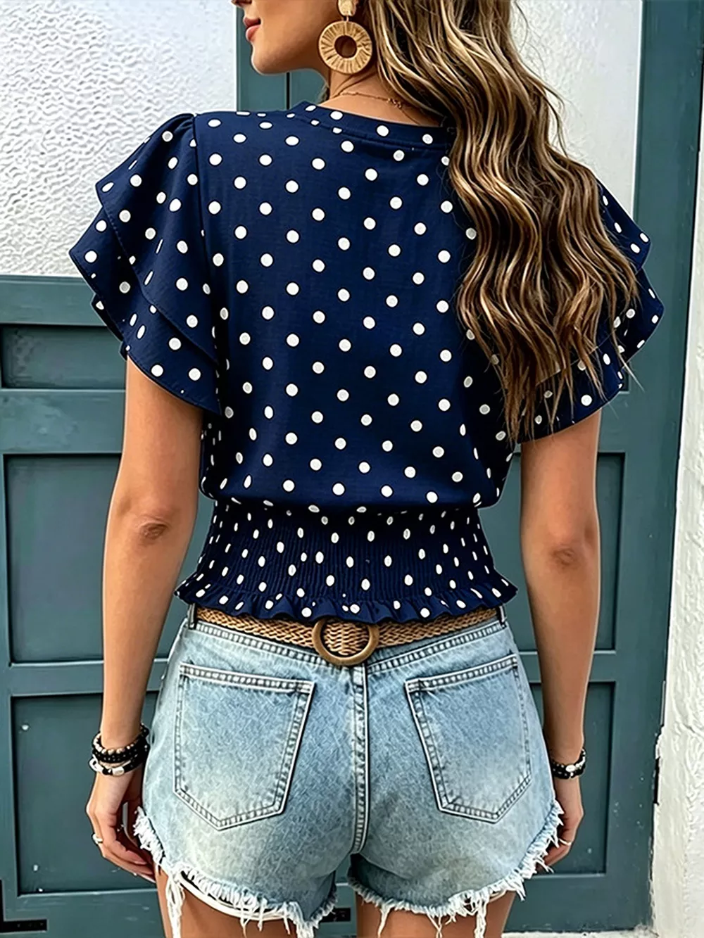 Polka Dot Ruffle Sleeve Blouse, image 11