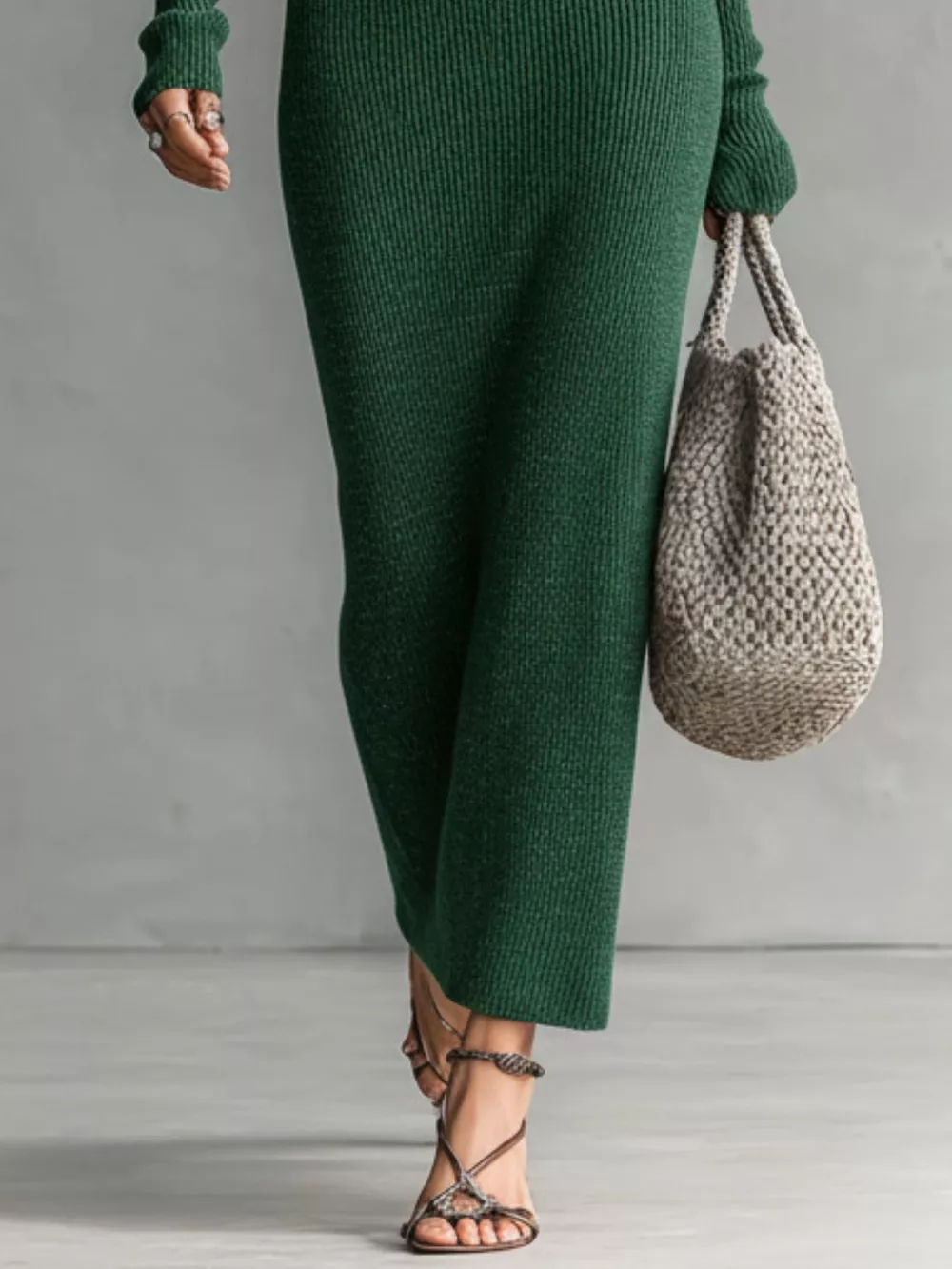 Hooded Knit Maxi Dress with Button-Up Placket and Chest Pockets, image 7