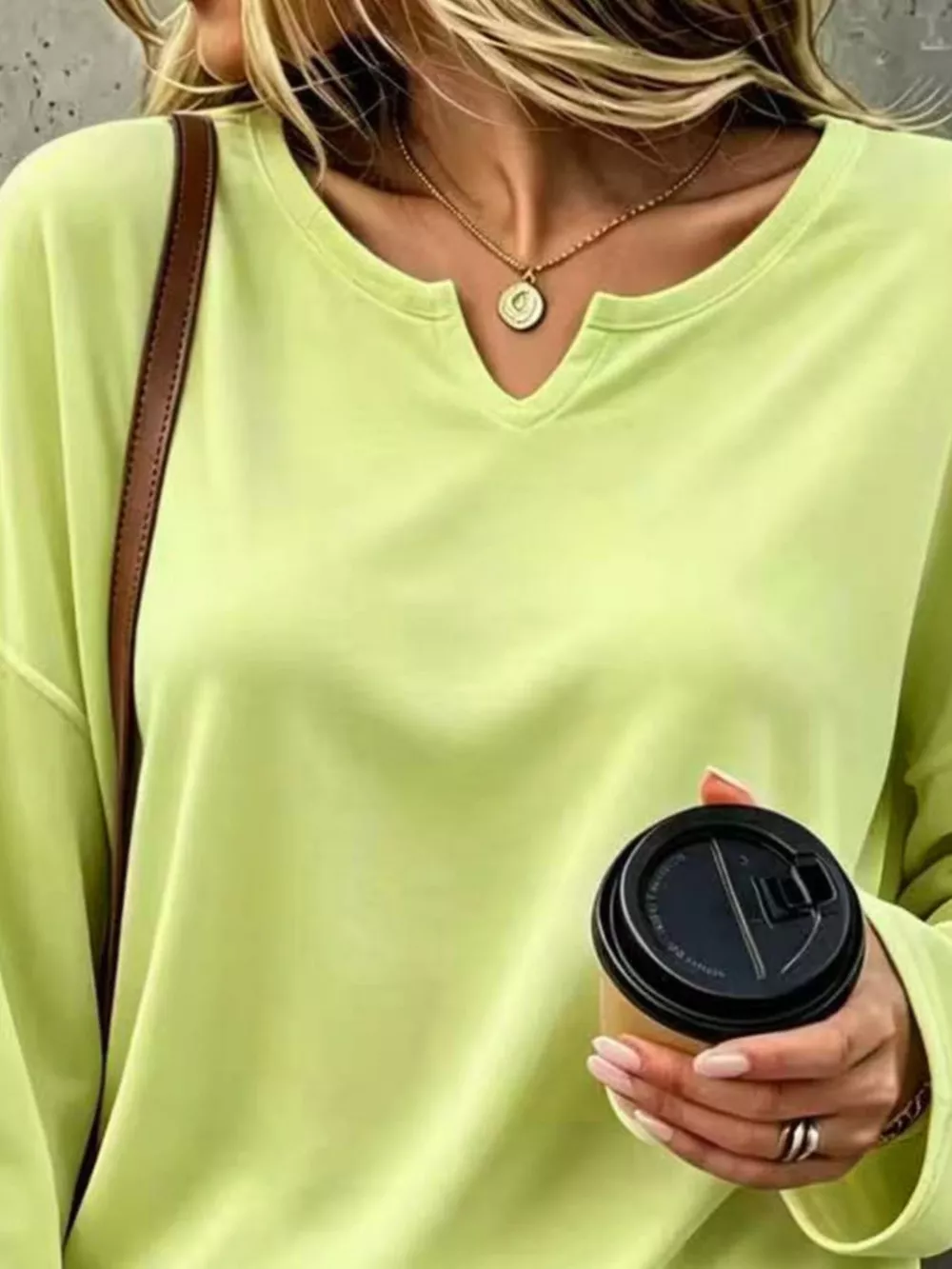 Full Size Solid Color Long Sleeve Loose T-Shirt Plus Size, image 8