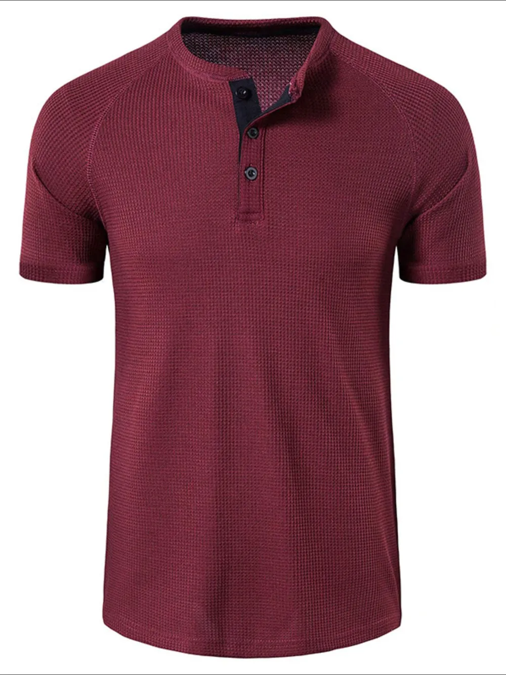 Men's Casual Waffle Knit Henley T-Shirt, image 10