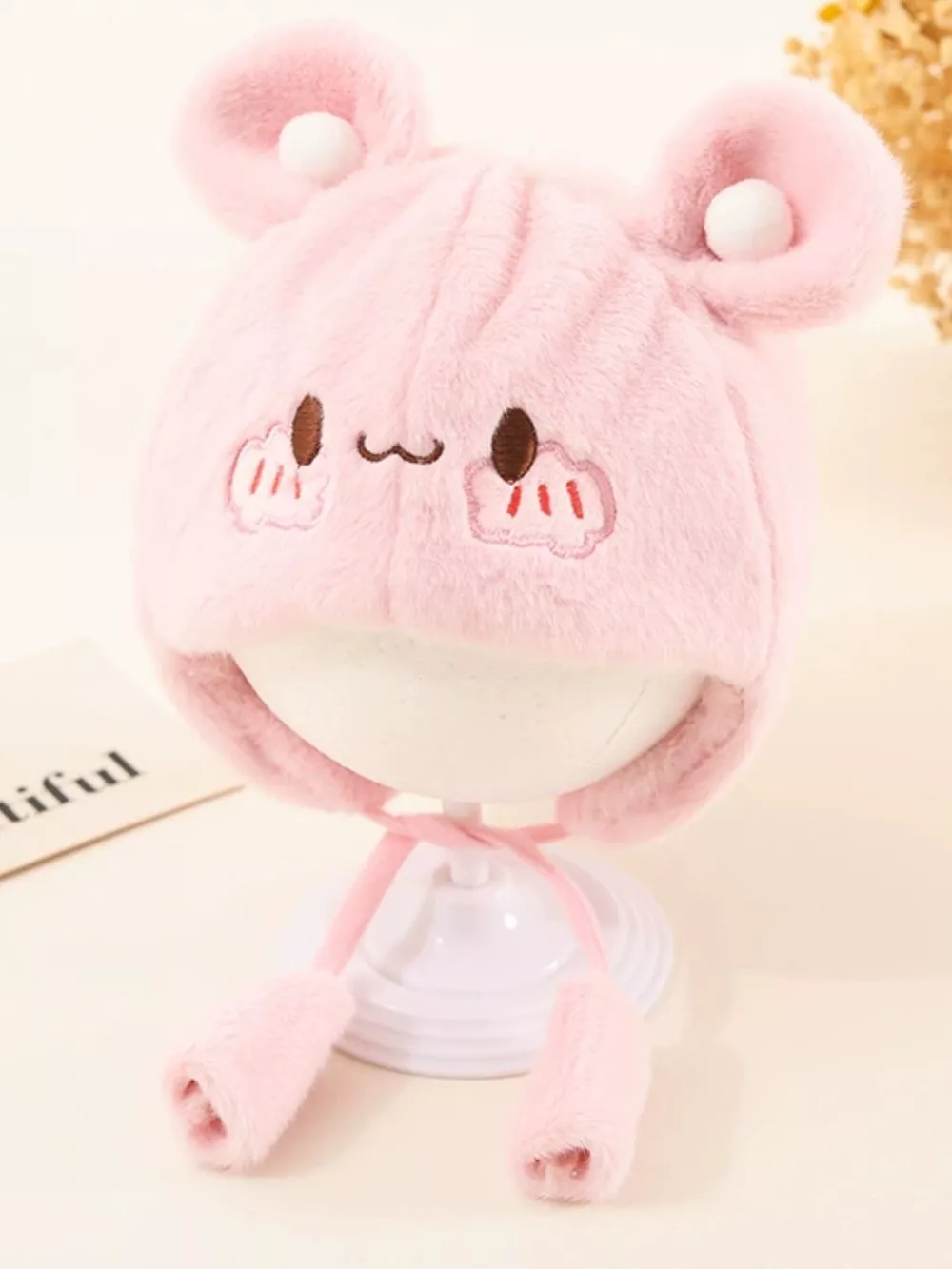 Children's Cute Bear Ear Plush Hat, image 28