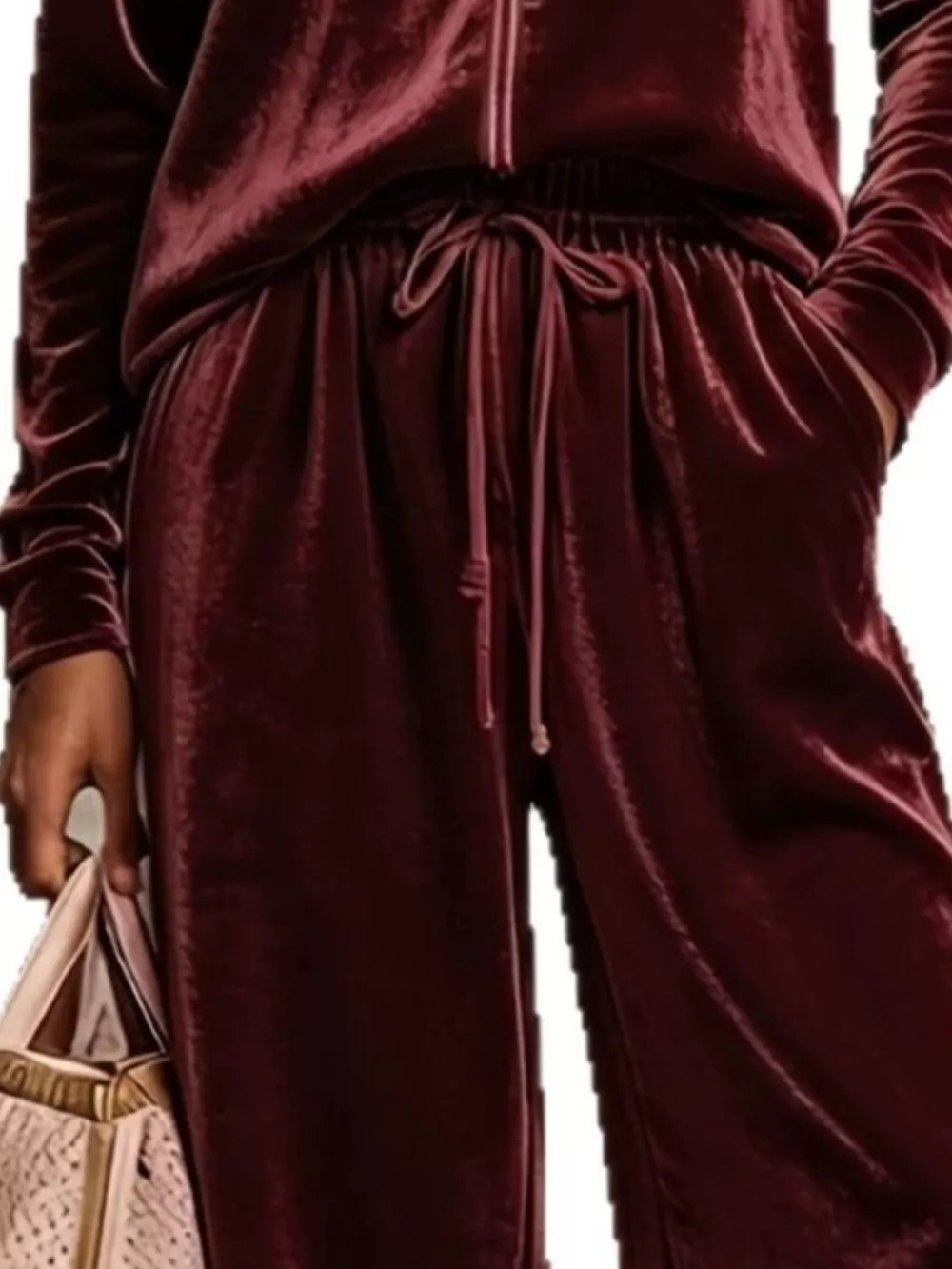 Velvet Zip-Up Top and Pants Set, image 2