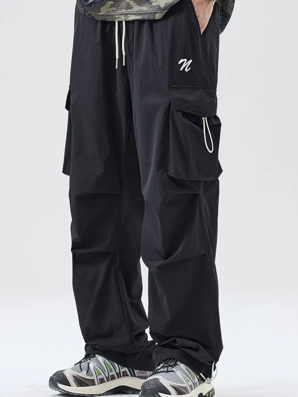 Men's Full Size Multi-Pocket Cargo Utility Pants with Drawstring Plus Size
