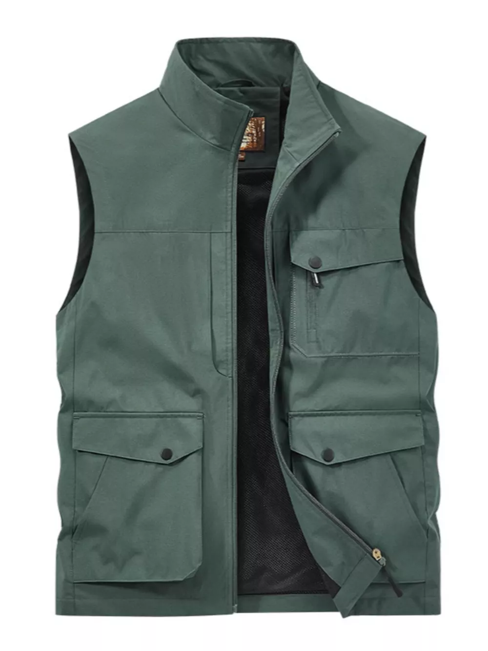 Men's Plus Size Zip Up Multi-Pocket Outdoor Vest, image 3