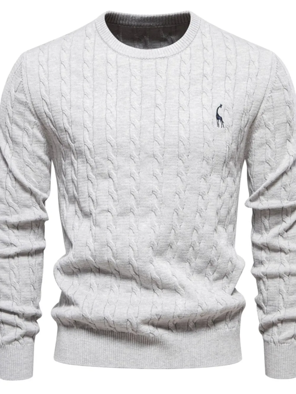 Men's Cable-Knit Round Neck Long Sleeve Sweater, image 12