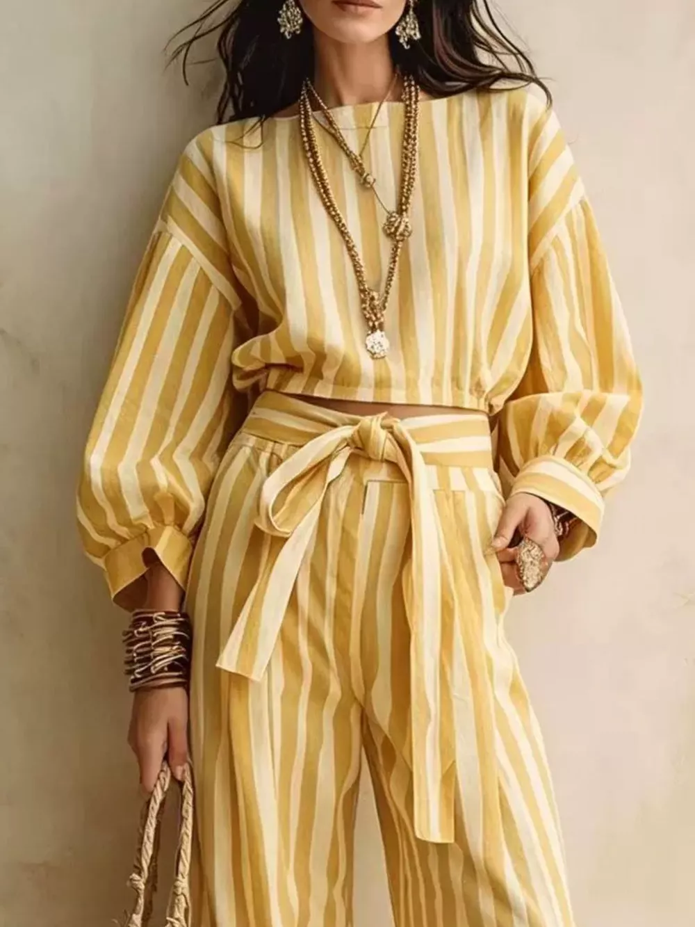 Striped Long Sleeve Top and Pants Two-Piece Set, image 15