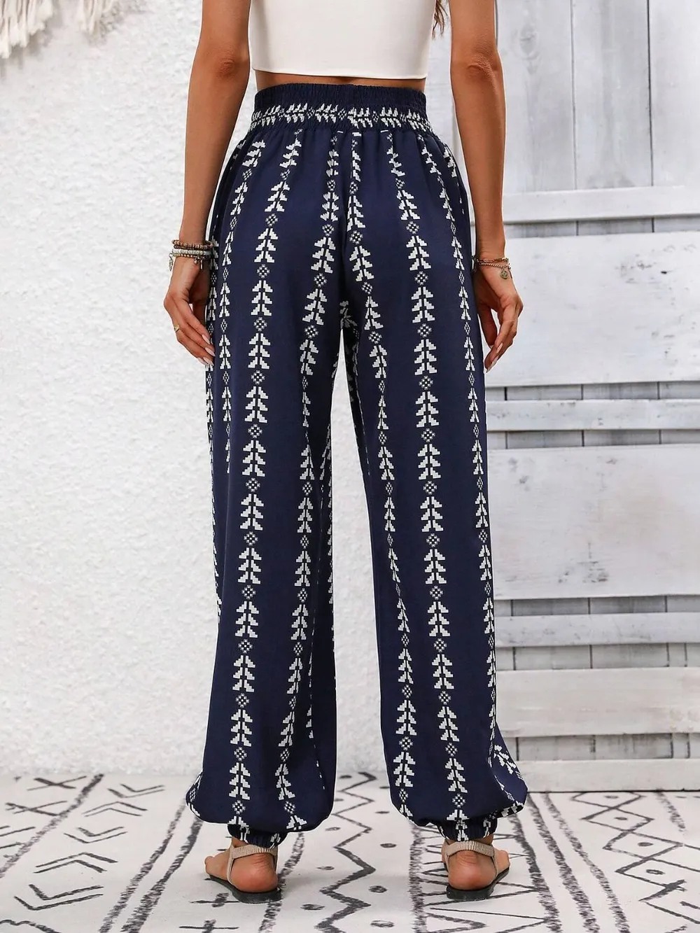 Tied Printed High Waist Pants, image 11