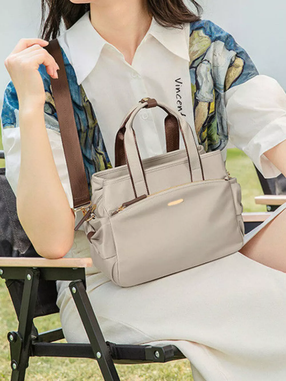 Top Handle Nylon Shoulder Bag, image 2