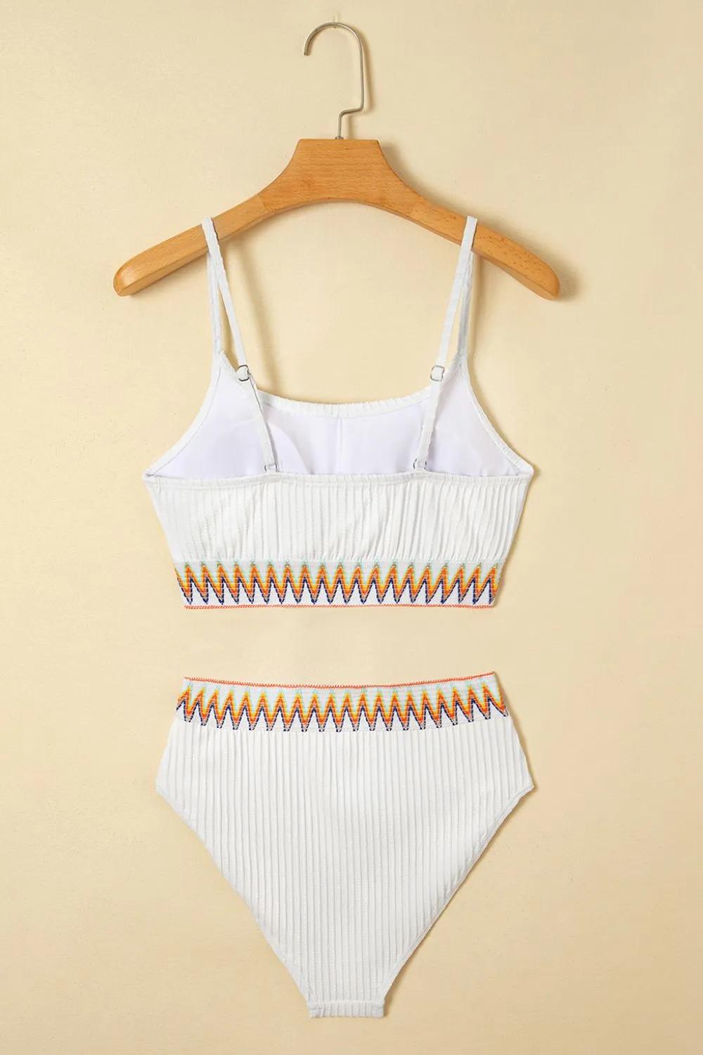 Textured Contrast Banding Bikini High Waist 2pcs Swimsuit, image 18