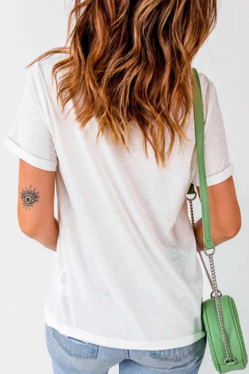 Sequin Checkered Heart Round Neck Short Sleeve T-Shirt, image 3