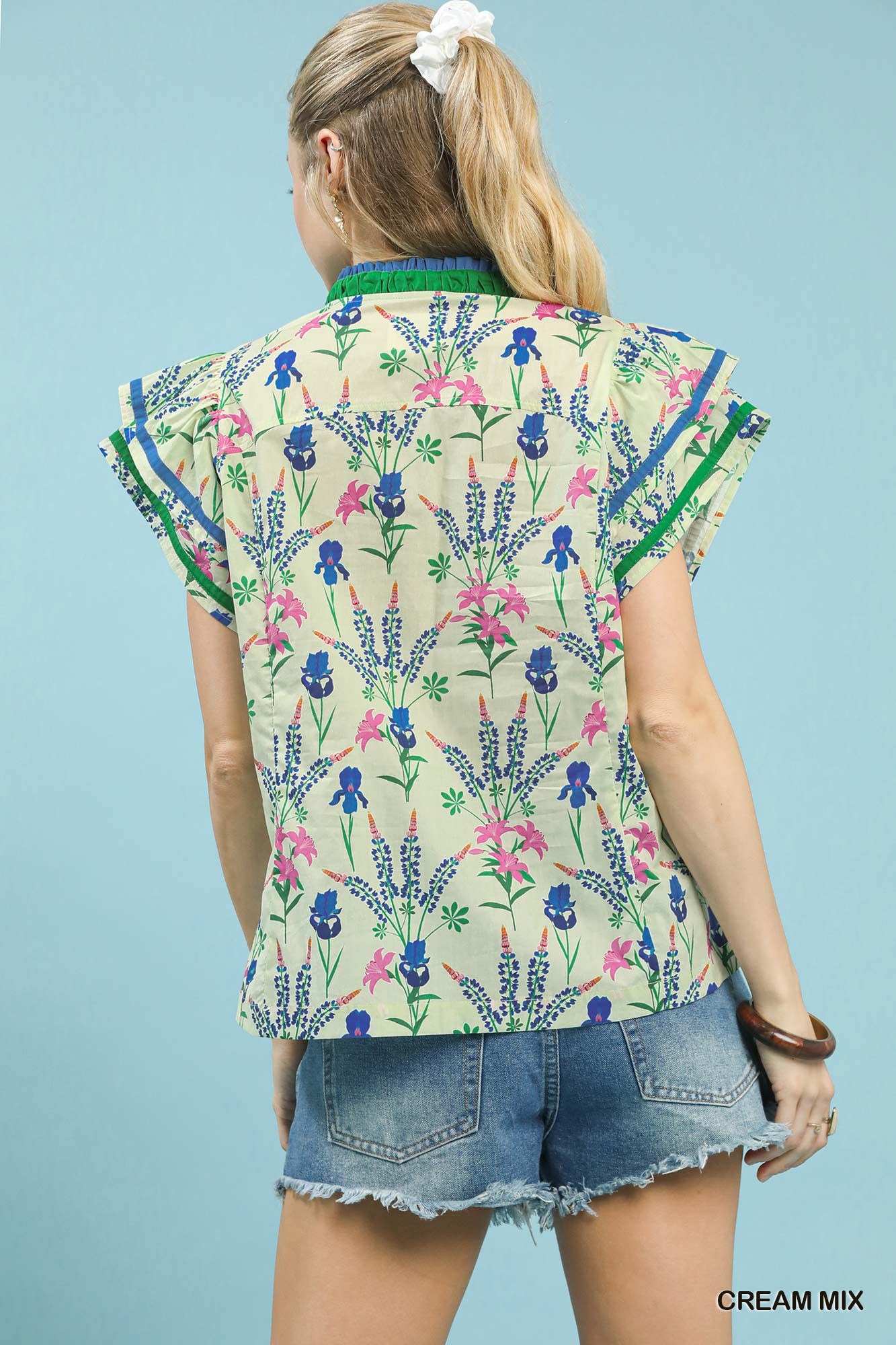 Mix Floral Print Blouse with Contrast Trim, image 5