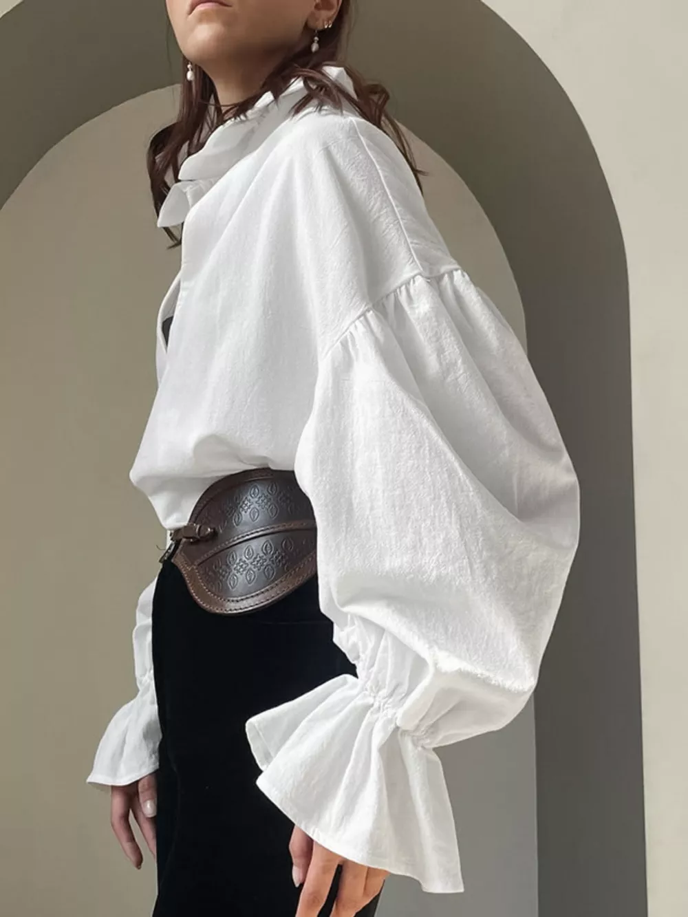 Notched Flounce Sleeve Blouse, image 5