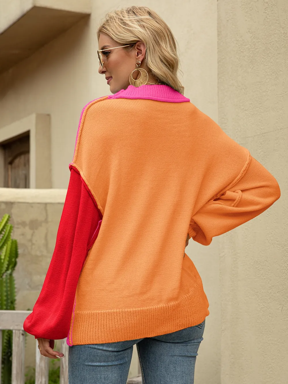 Color Block Dropped Shoulder Sweater, image 11