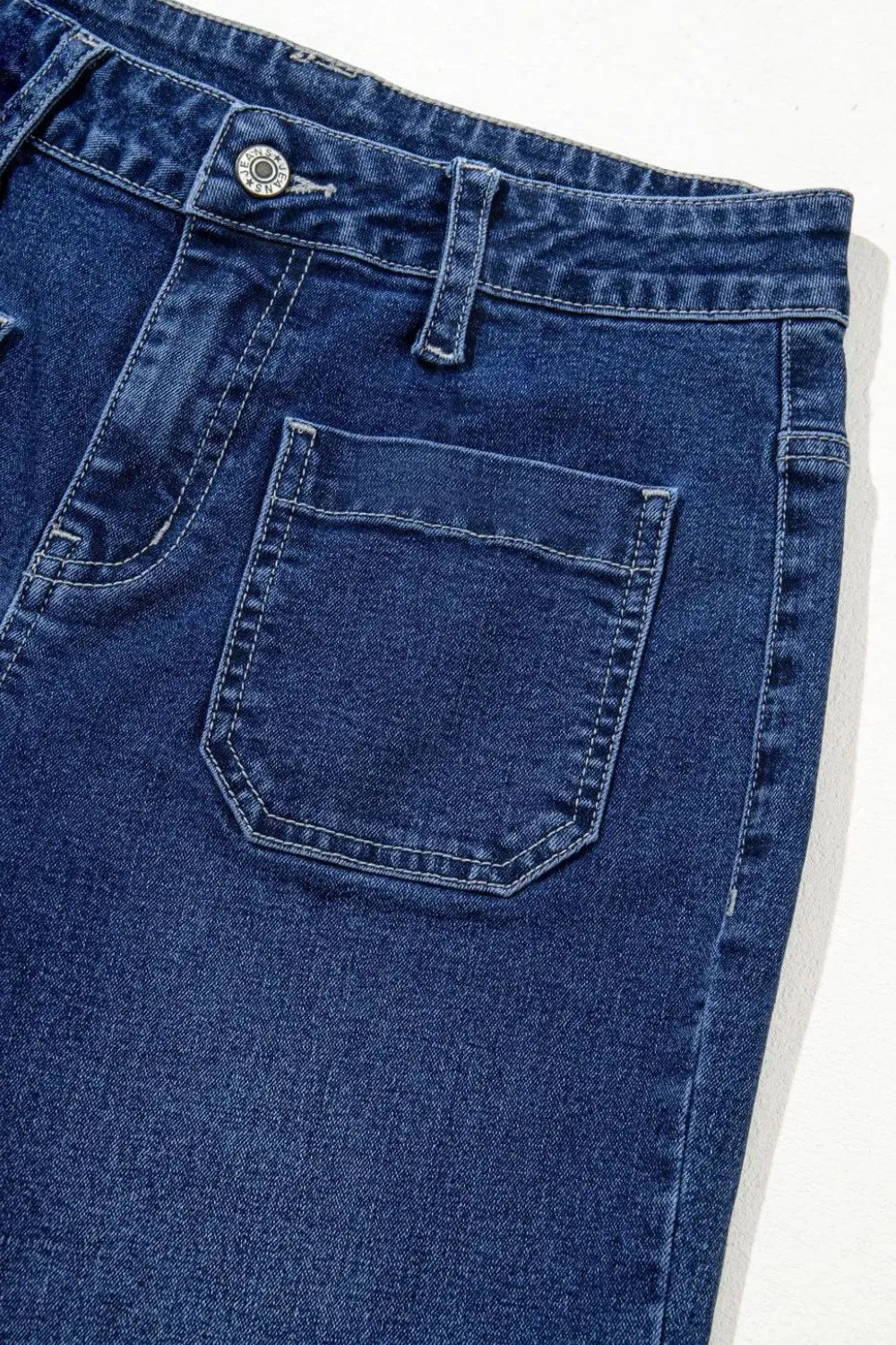 Front Pocket Patch High Waisted Wide Leg Jeans, image 5