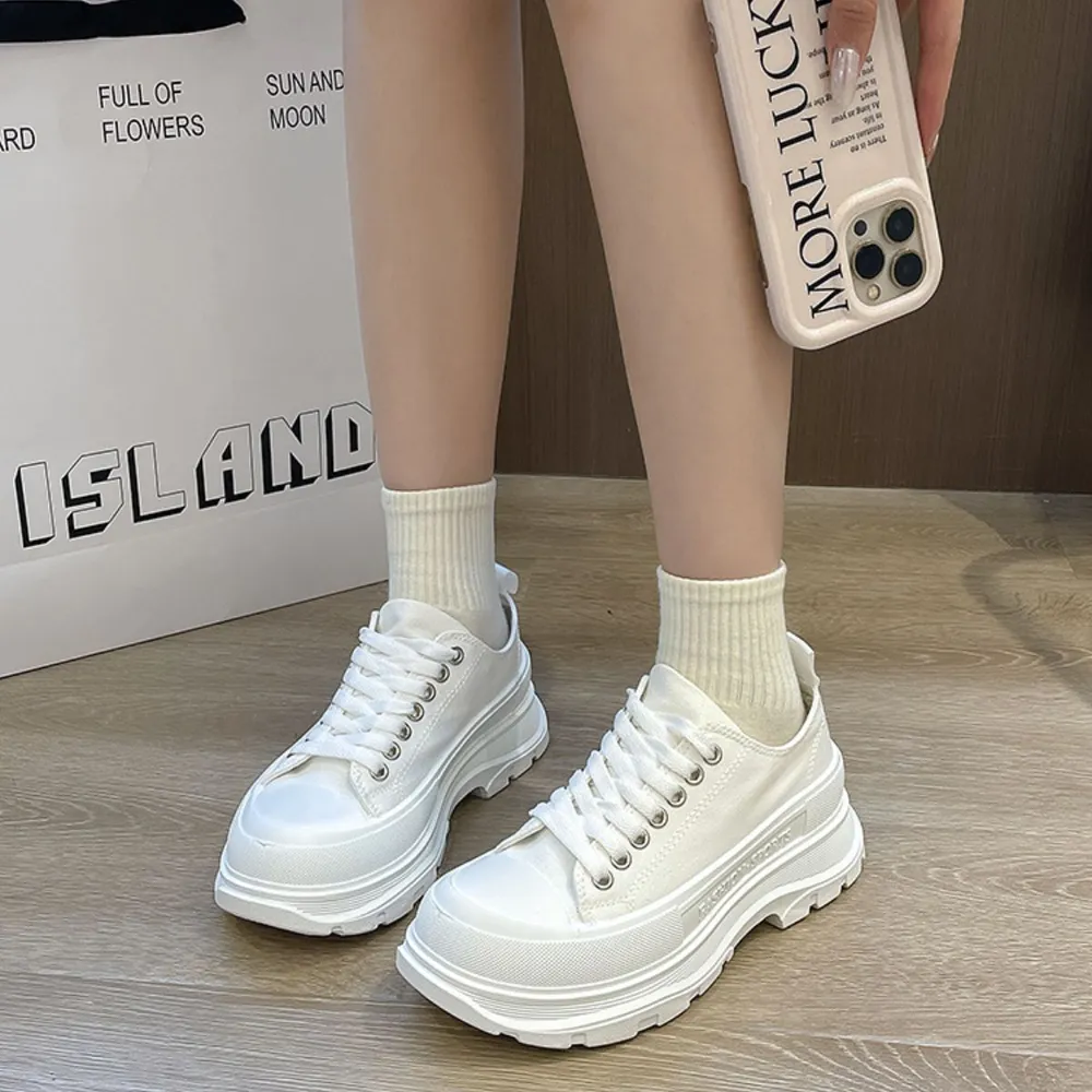 Lace Up Round Toe Platform Sneakers, image 4