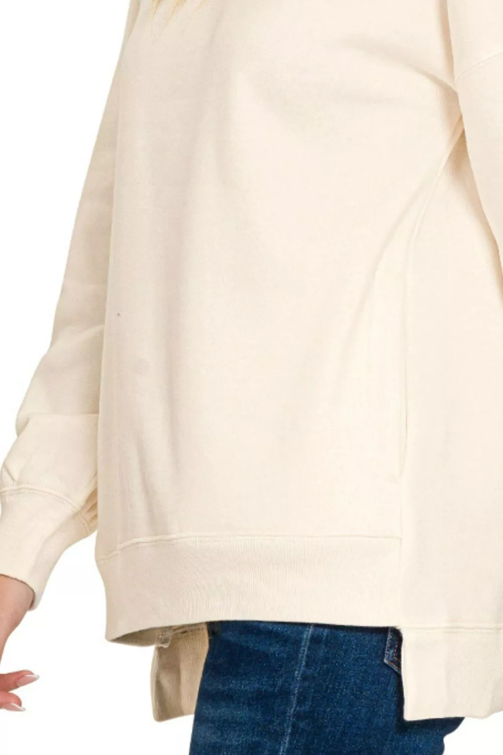 Full Size Fleece Hi-low Boyfriend Sweatshirts with Pockets Plus Size, image 2