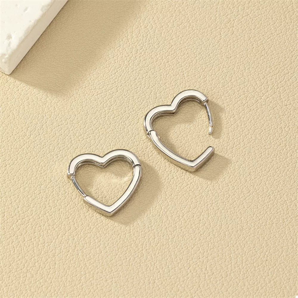 Alloy Heart Shape Hoop Earrings, image 5