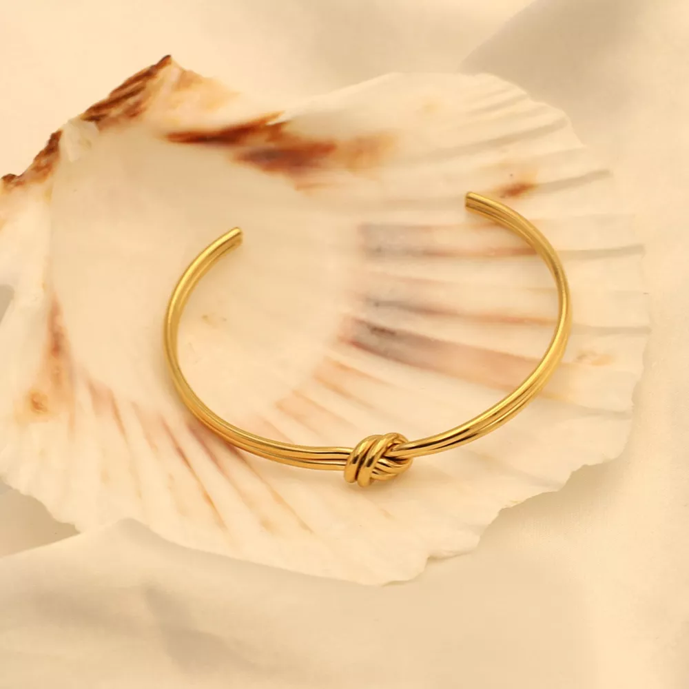 18K Gold-Plated Knot Open Bracelet, image 6