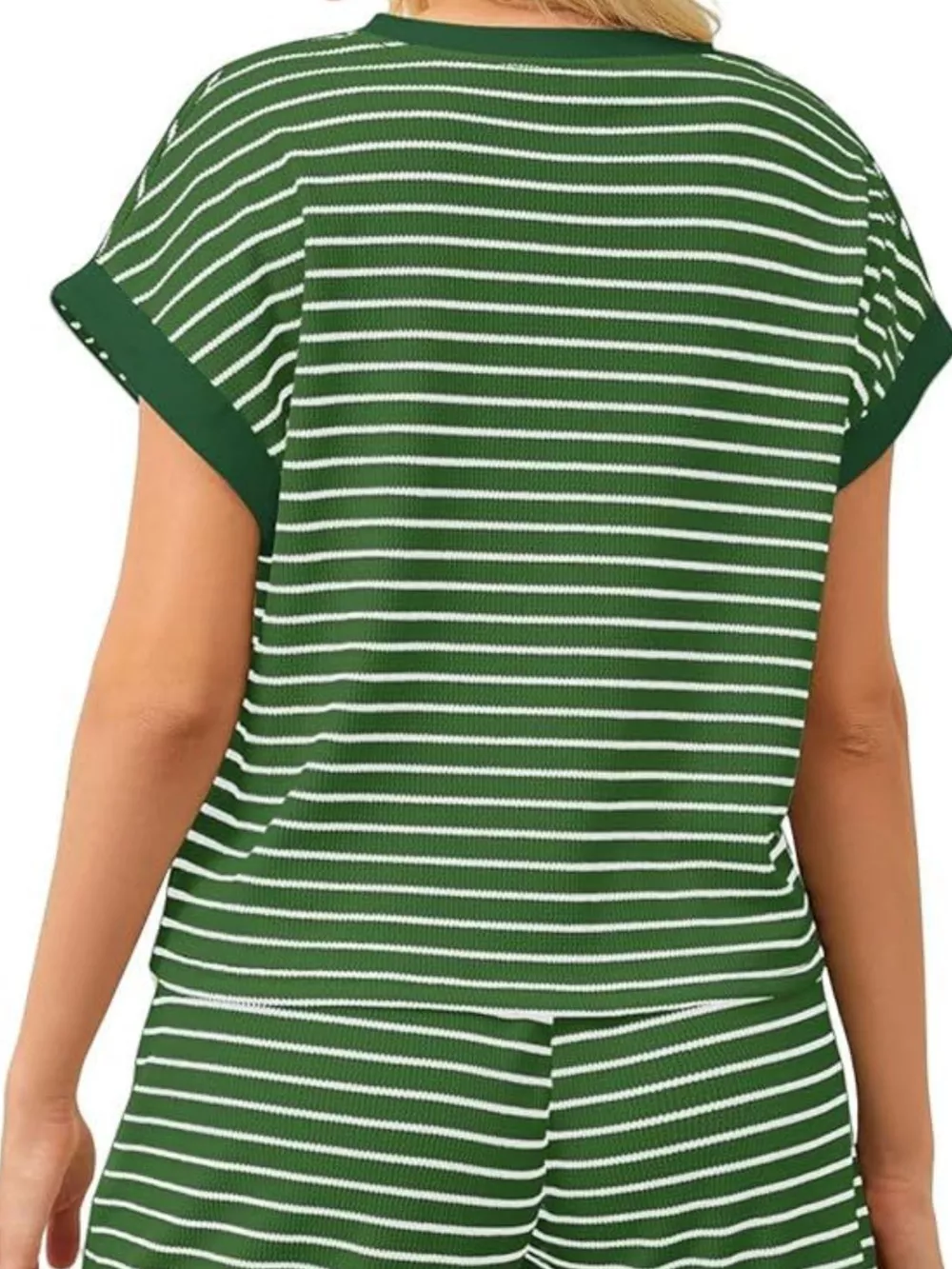 Full Size Striped Round Neck Top and Shorts Set Plus Size, image 13