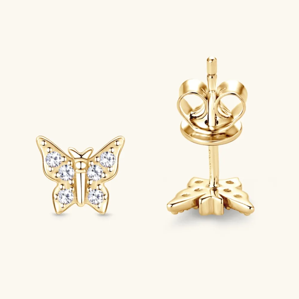 Moissanite 925 Sterling Silver Butterfly Stud Earrings, image 7