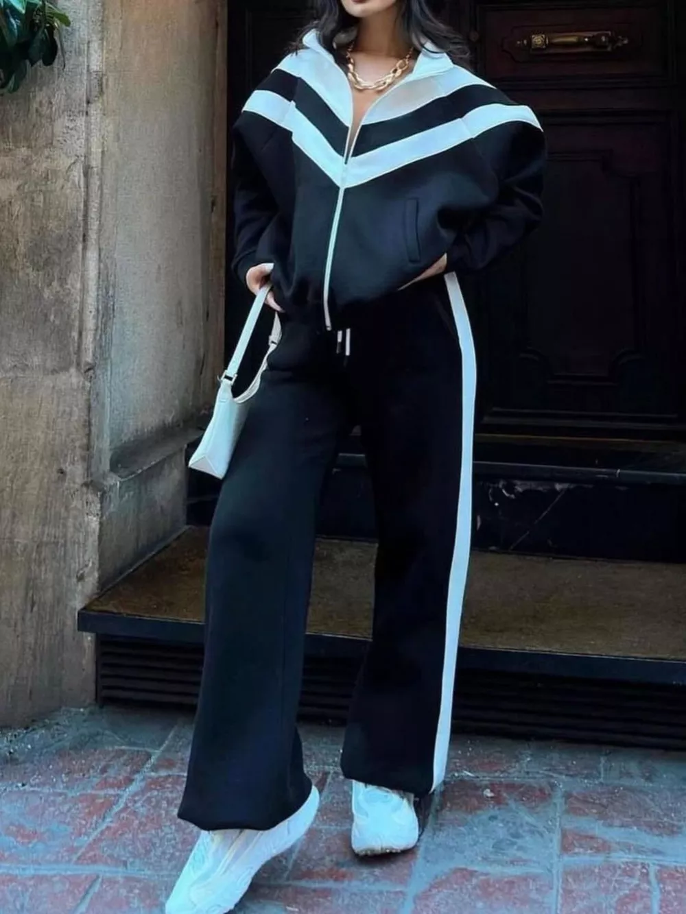Color Block Zip-Up Outerwear and Pants Set, image 3