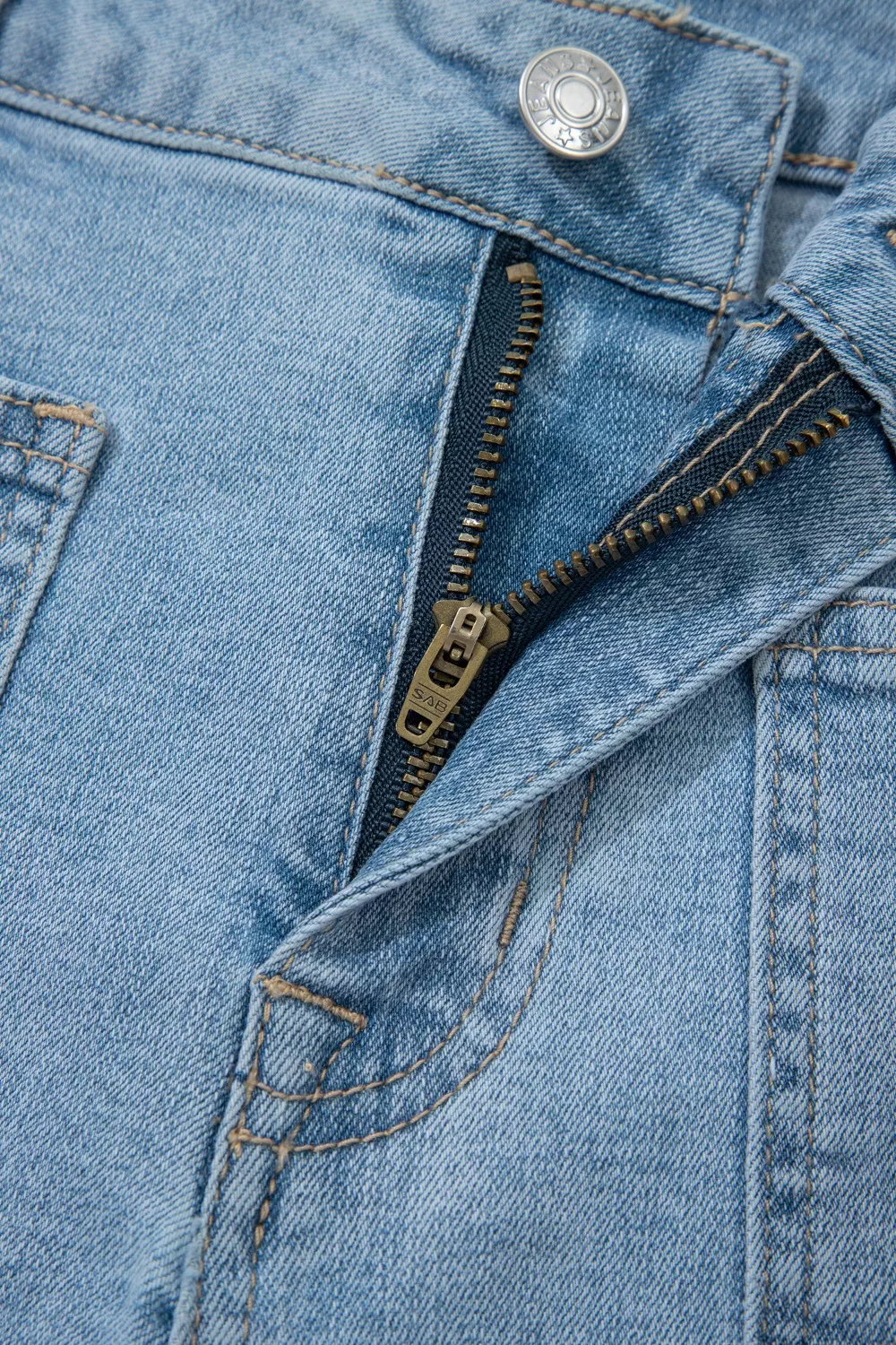 High Rise Patch Pocket Denim Shorts, image 7