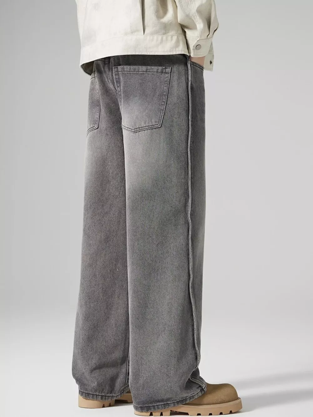 Men's Wash Wide Leg Jeans, image 5