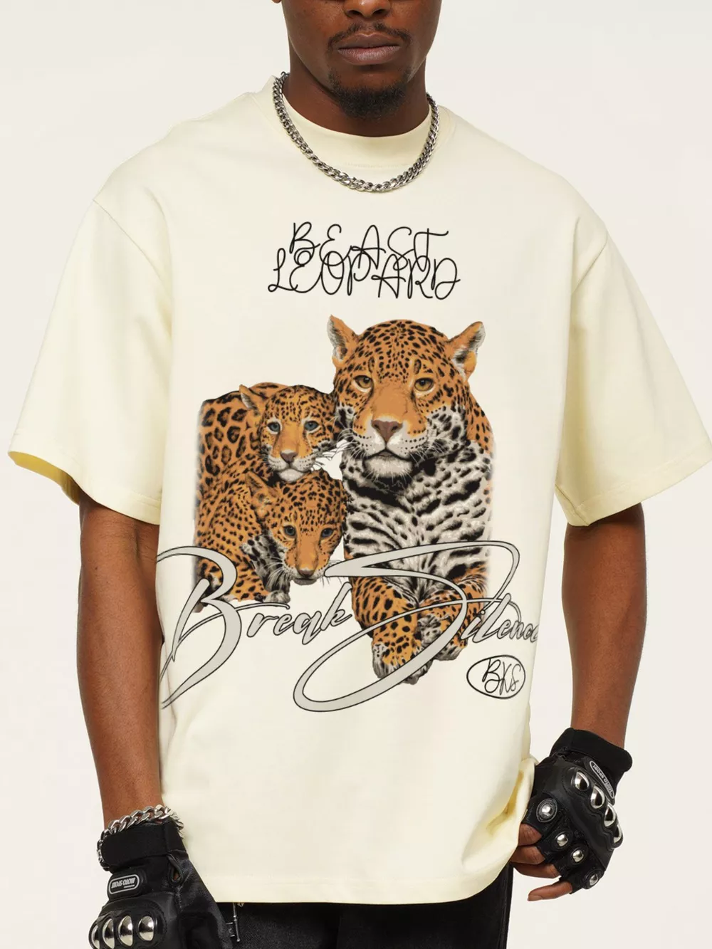 Men's Vintage Leopard Graphic Round Neck T-Shirt, image 7