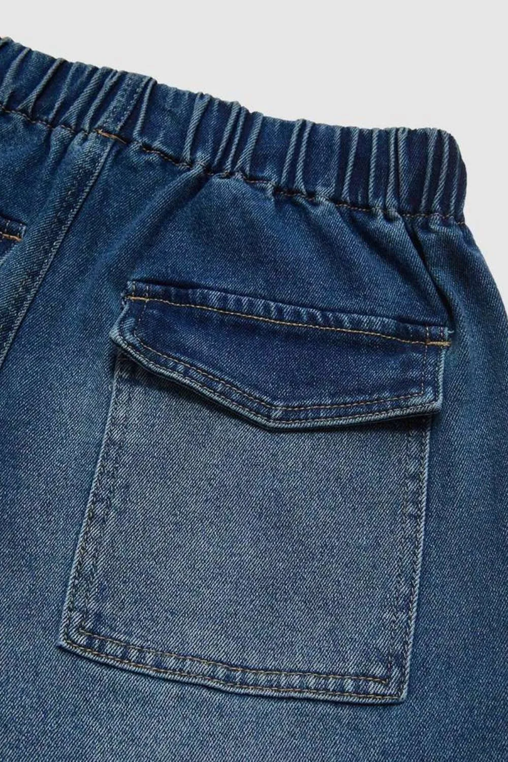 Drawstring Waist Wide Leg Shirred Jeans, image 7
