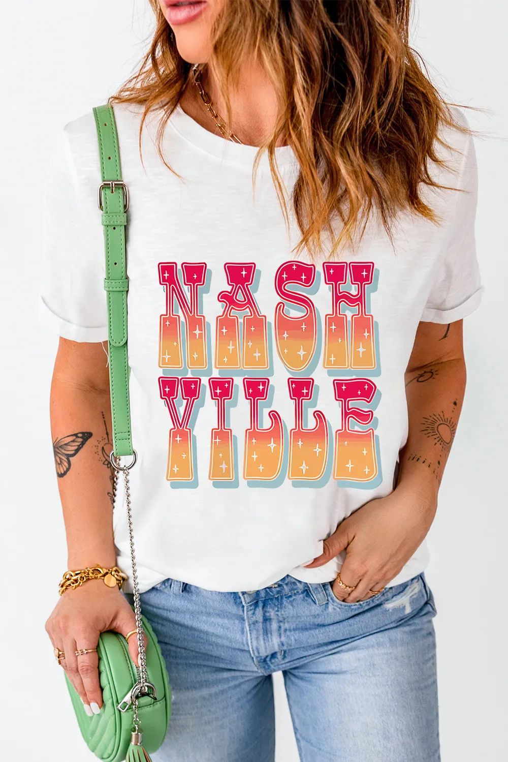 Letter Graphic Round Neck Short Sleeve T-Shirt, image 3