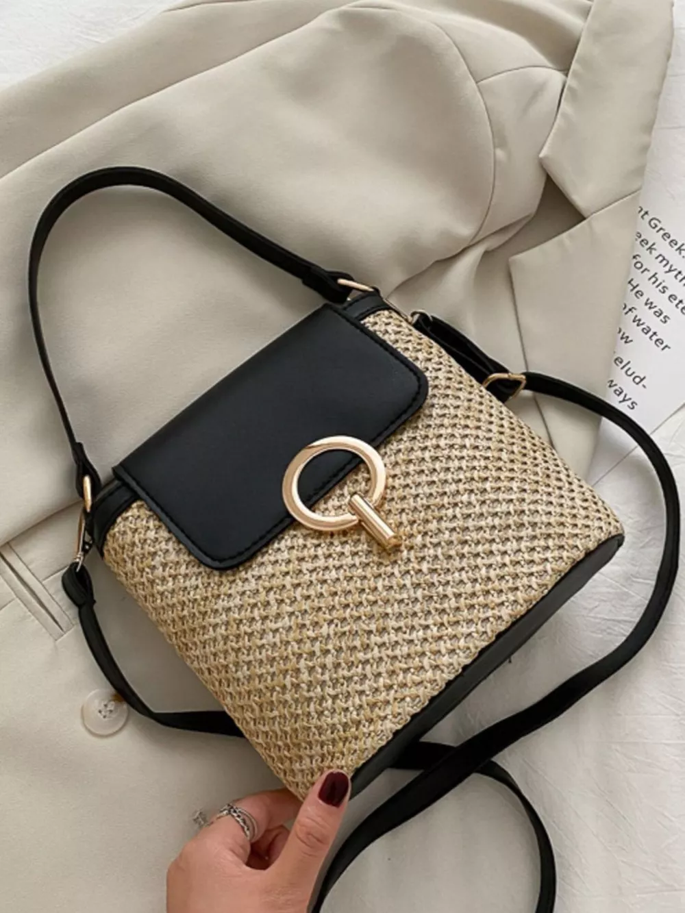 Woven Straw Crossbody Bag, image 10