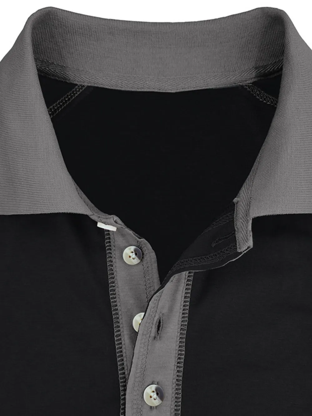 Men's Contrast Collar Long Sleeve Polo Shirt, image 5