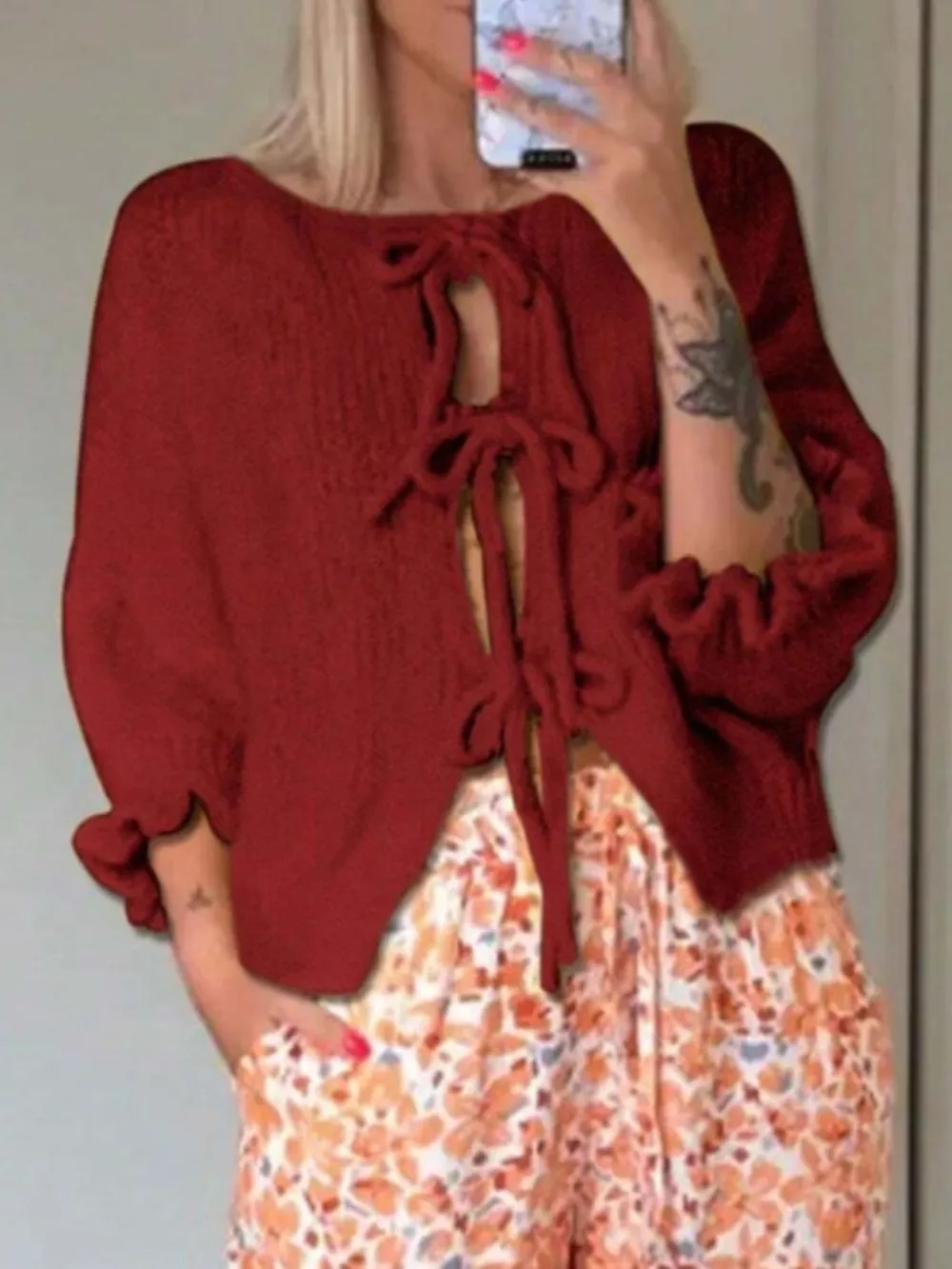 Tie-Front Cropped Cardigan, image 4