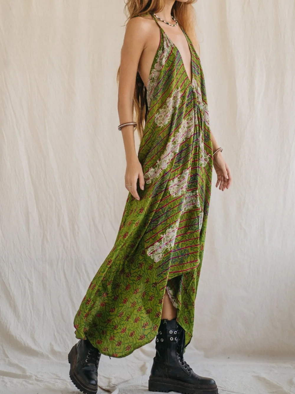 Backless Printed Halter Neck Maxi Dress, image 7
