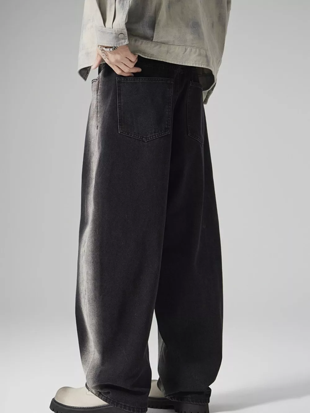 Men's Plus Size Washed Wide Leg Jeans, image 5